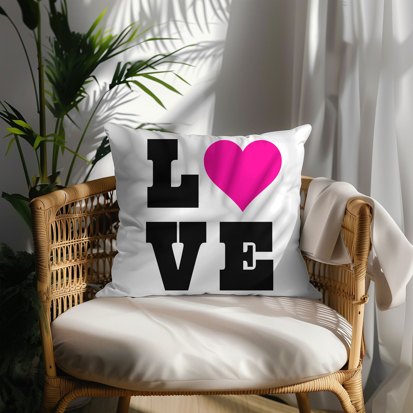 LOVE with Pink Heart Throw Pillow