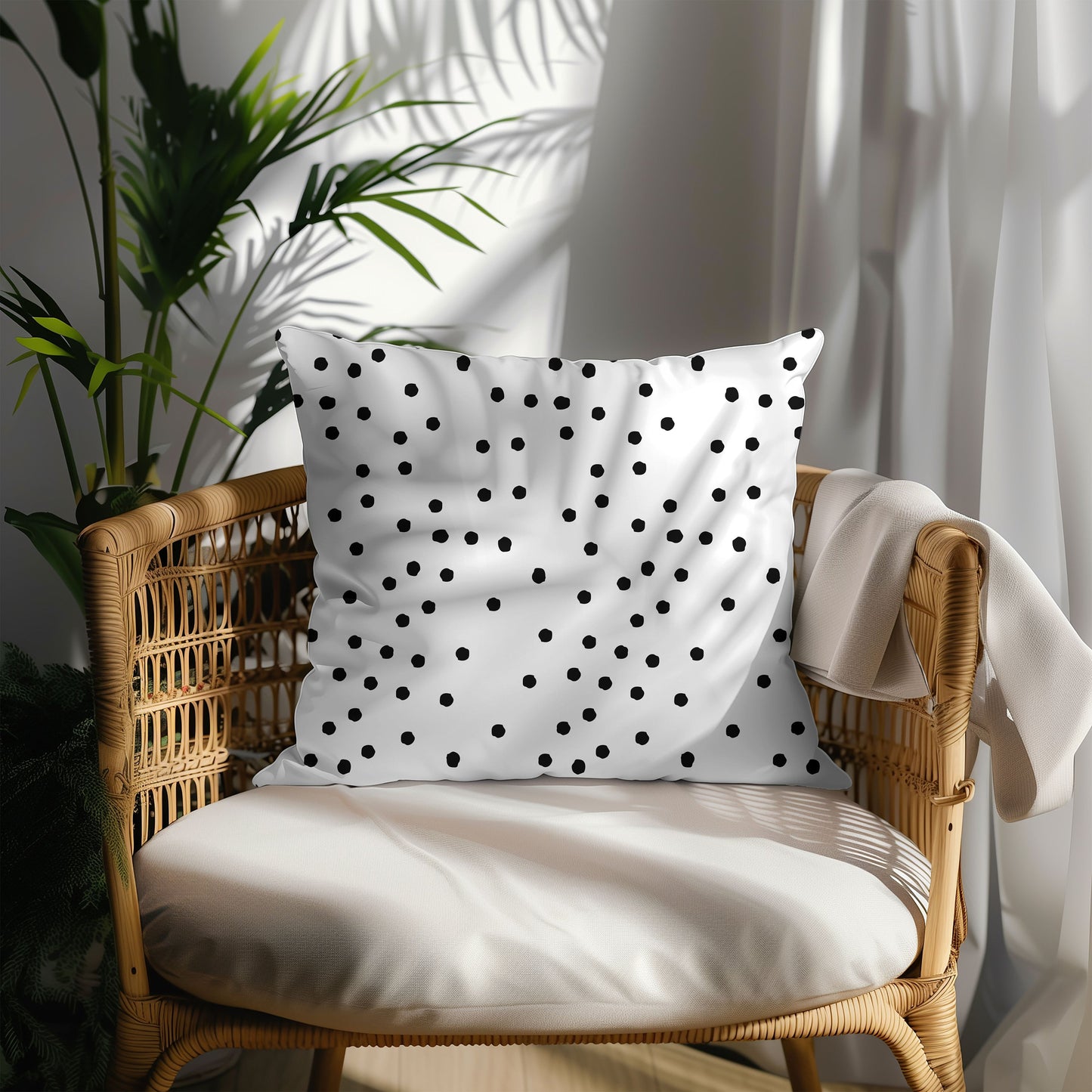 Black and White Polka Dots Throw Pillow