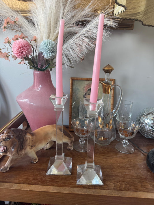 Vintage Crystal Candle Holders Candlesticks Marquis by Waterford, Set of 2