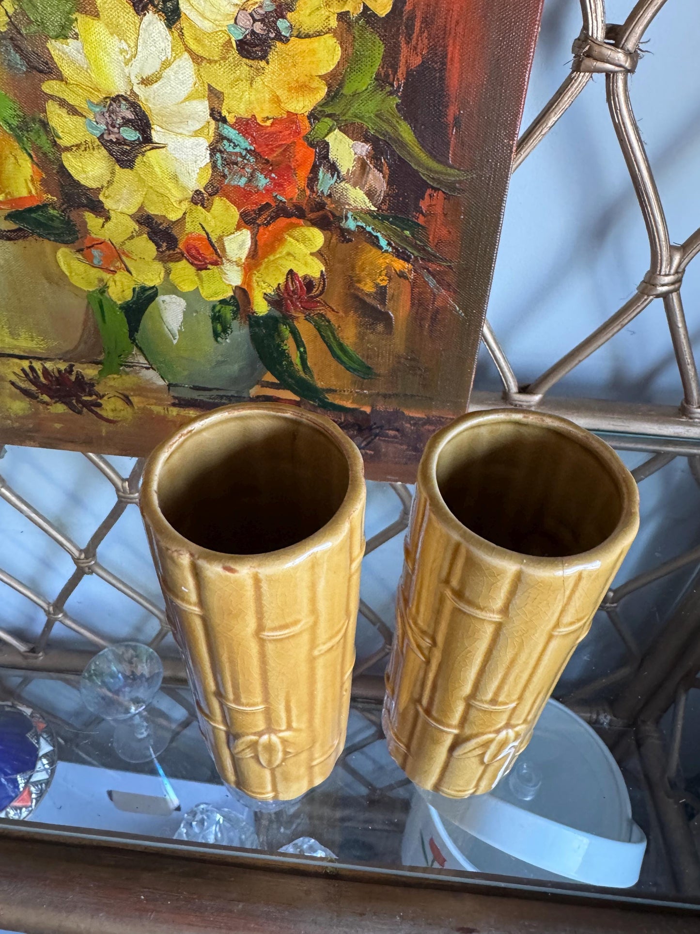 Orchids Of Hawaii 2 Tiki Mugs Japan Vintage Cocktail Glass Tropical Drinks Tiki Bar Decor Bamboo Tiki Glasses Tumblers, Boho Set of 2