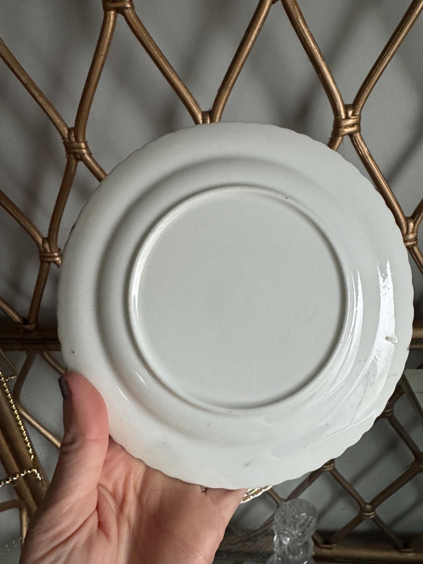 Antique Painted Porcelain Dessert Dinner plates Gilded Floral Gold Plated Pink Flower Design, circa early 1900s  11 Available