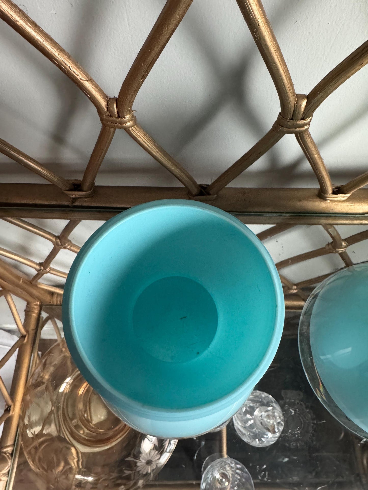 Vintage Skandinavian Sleek MCM Light Blue Vase , Modern hand made light blue fantastic Glass vase, Multilayered Thick Glossy - 2 Available