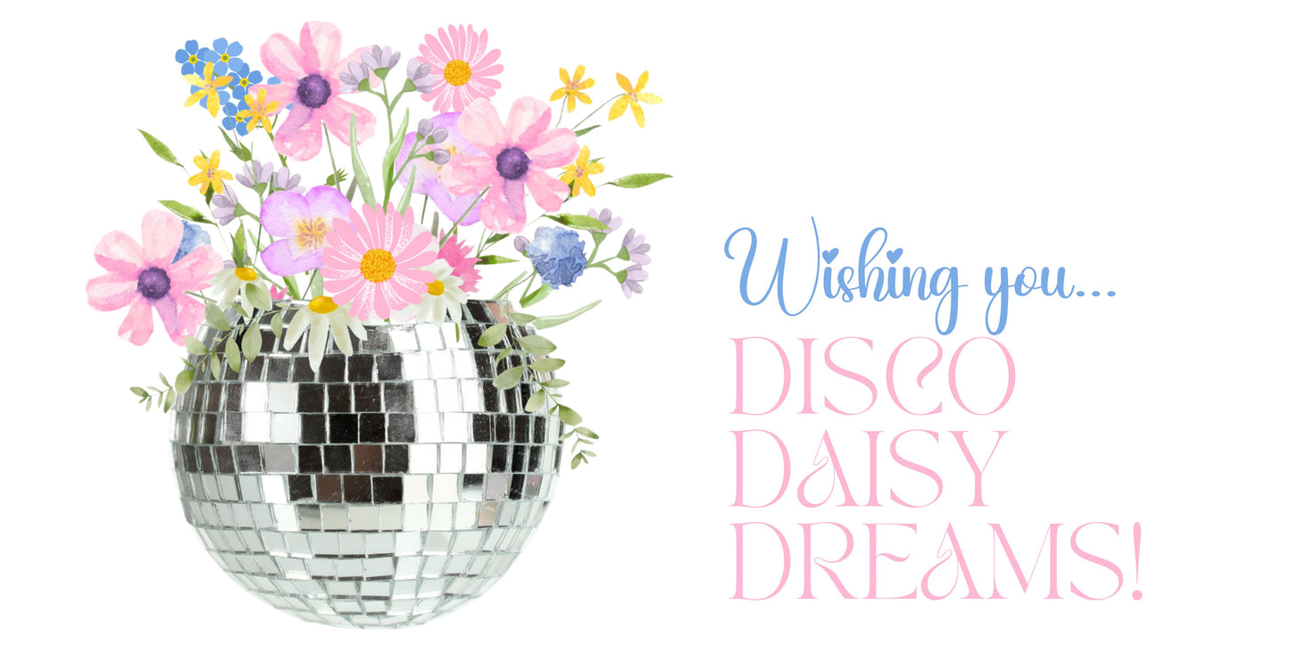 Funky & Fun Gold WILDflower Arrangement, 4" Hanging Disco Ball